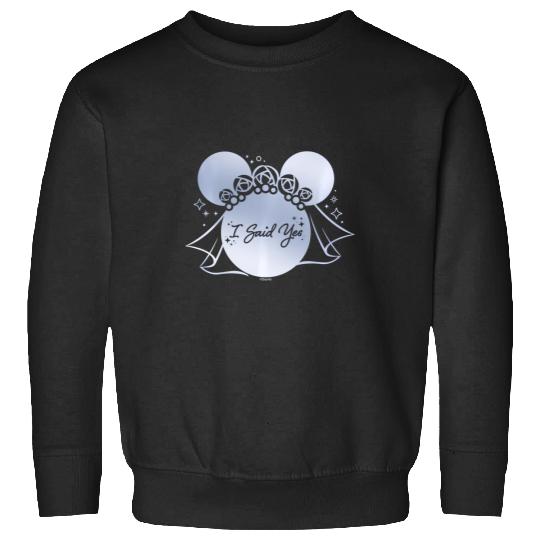 Disney I Said Yes Proposal Engagement Bridal Veil Minnie Sweatshirts