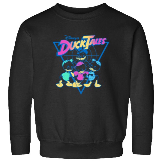 Disney DuckTales Vintagess Neon Outlines Group Shot Distressed Sweatshirts