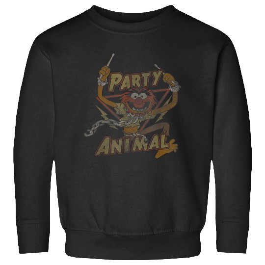 Disneyss The Muppets Party Animal Rock Distressed Chest Logo Sweatshirts