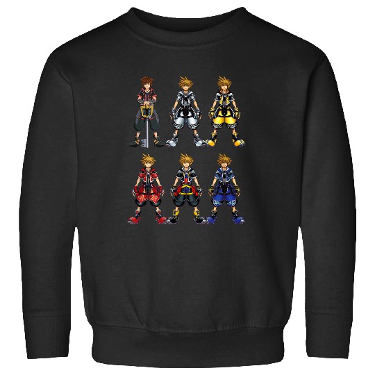 Disneyss Kingdom Hearts Sora Epic Costumes Collage Chest Logo Sweatshirts