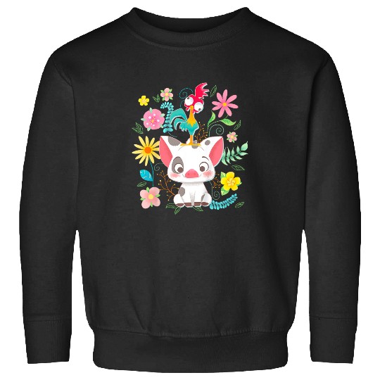 Disneyss Moana Pua Hei Hei Cute Pose Floral Big Chest Poster Sweatshirts
