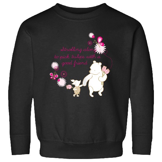 Disneyss Winnie The Pooh Piglet Cute Flowers Big Chest Logo Sweatshirts