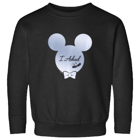 Disney I Asked Proposal Engagement Ring Bow Tie Mickey Sweatshirts
