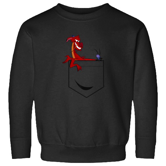 Disney Mulan Mushu Left Chest Pocket Graphic Hoodie Sweatshirts