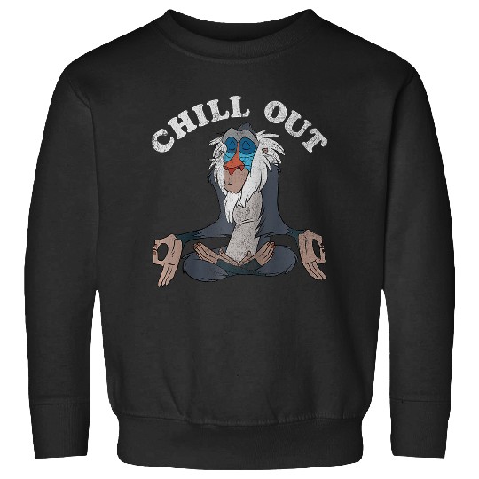 Disney Lion King Rafiki Chill Out Meditation Graphic Raglan Baseball Tee Sweatshirts