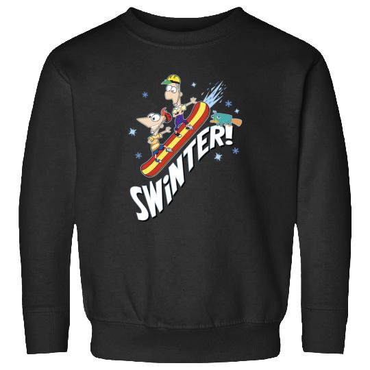 Disney Phineas And Ferb Swinter! Snowboarding Shot_1 Snowboarding Sweatshirts