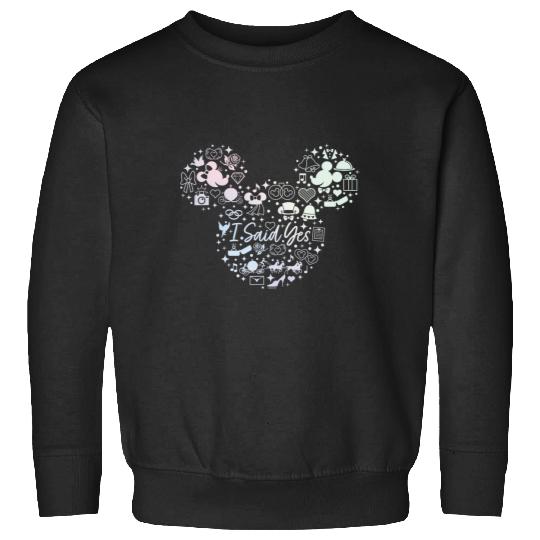 Disney I Said Yes Engagement Proposal Mickey Head Icon Sweatshirts