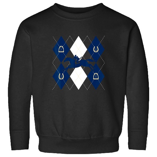 Disney Mickey Mouse Horse Racing Silhouette Argyle Pattern Sweatshirts
