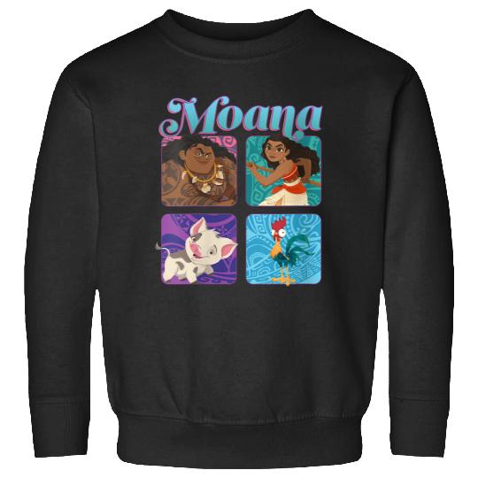 Disneyss Moana Pua Maui Hei Hei Retro Box Up Chest Panels Sweatshirts