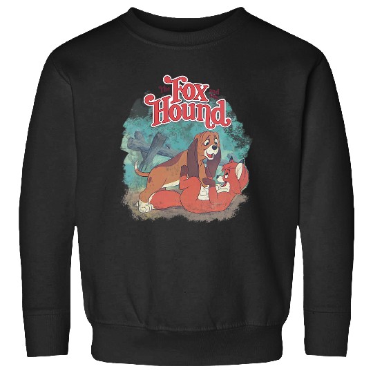 Womens Disney The Fox and the Hound Vintage Classic Poster V-Neck Sweatshirts