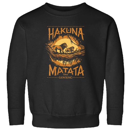 Womens Disney The Lion King Live Action Hakuna Matata Sunset Poster V-Neck Sweatshirts