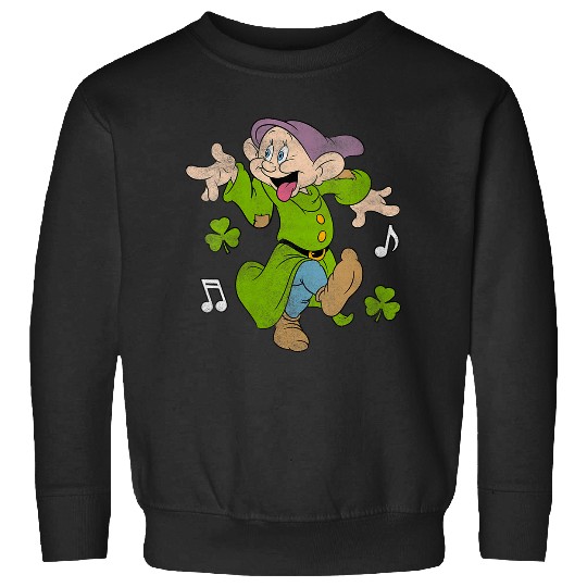 Disneyss Snow White St Patricks Day Happy Dopey Chest Logo Sweatshirts