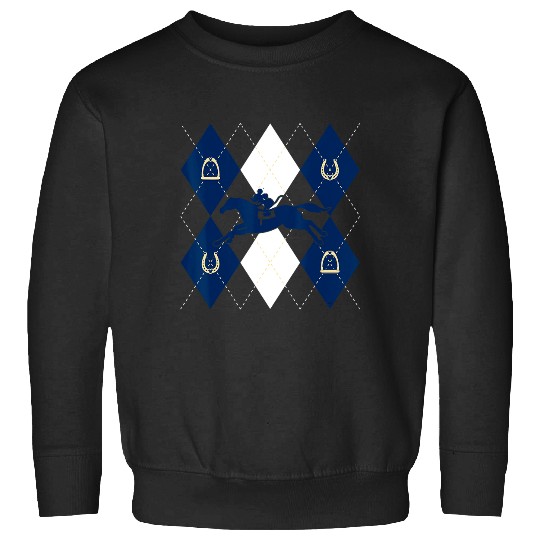 Disney Mickey Mouse Horse Racing Silhouette Argyle Pattern Sweatshirts