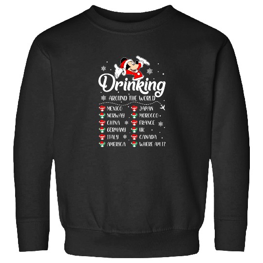 Drinking Around The World Christmas  SALE!! Mickey Retro Disney Shirt, Mickey Checkered Shirt, Vintage Disney, Retro Mickey, Mickey Gift S-5XL Sweatshirts