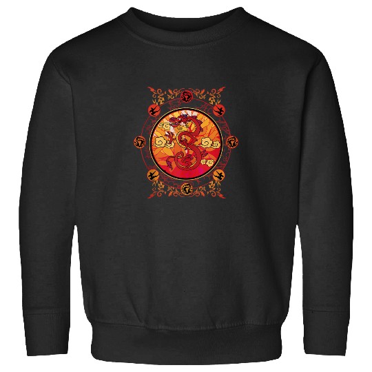Disney Mulan Mushu Traditional Art Circle Portra Sweatshirts