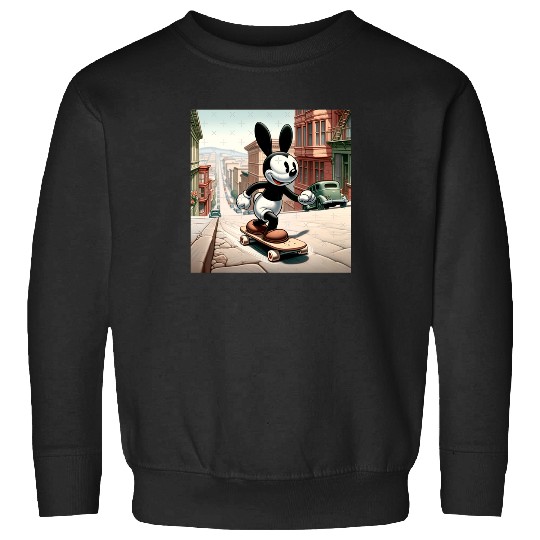 Oswald the Lucky Rabbit is Skateboarding in downtown San Francisco  SALE!! Mickey Retro Disney Shirt, Mickey Checkered Shirt, Vintage Disney, Retro Mickey, Mickey Gift S-5XL Sweatshirts