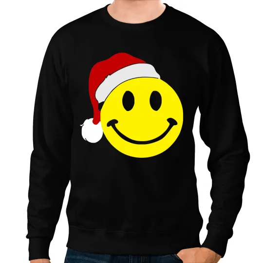 Smiley Face Wears Santa Hat Merry Christmas Sweatshirts