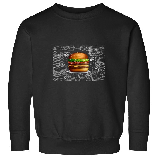 Realistic Burger Back Board Hand Drawn Chiffon Top: Bobs Burgers Family Shirt, Bobs Burgers Vintage Sweatshirts