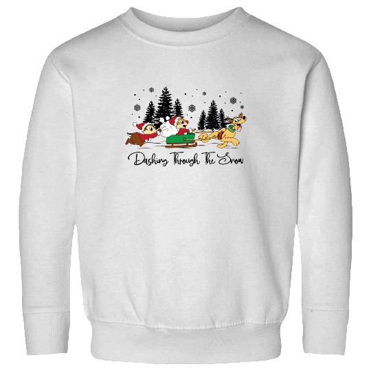 Disney Chip N Dale Pluto Dashing Through The Snow Christmas Shirt