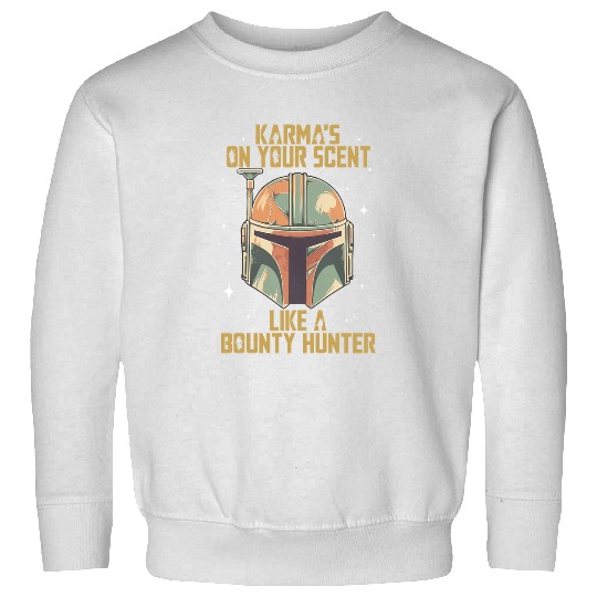 Vintage Mandalorian Inspired Sweatshirts, Karma Is On Your Scent Bounty Hunter Sweatshirts, Star Wars Sweatshirts, Disneyland Sweatshirts,  Sweatshirts