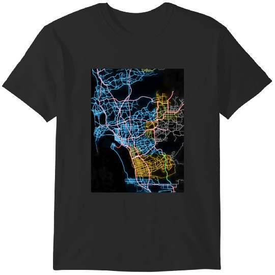 San Diego City Map in Neon Colors Graphic T-Shirts