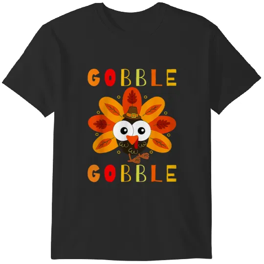 Gobble Gobble Cute Turkey Pilgrim Thanksgiving Mens Womens 21 T-Shirts