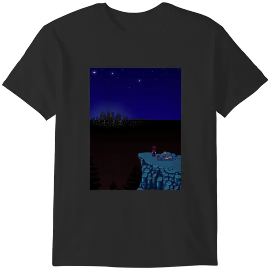 Stardew Valley Sebastian over lookin the city raphic T-Shirts