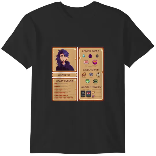 Sebastian Information Card - Stardew Valley T-Shirts