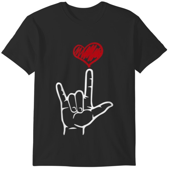 ASL I Love You Hand Heart American Sign Language T-Shirt T-Shirts