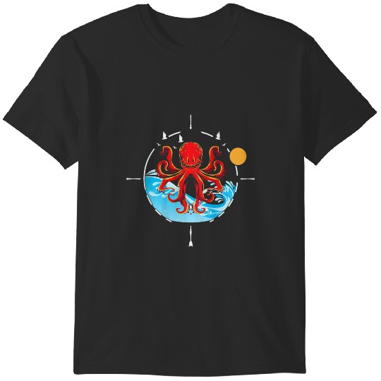 Discover Backprint Kraken Octupuss Sailor and Sailor Symbol T-Shirts