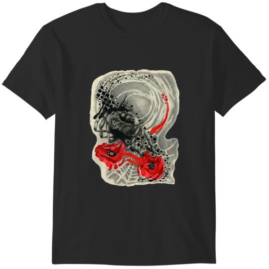 Spider web and poppies arachnid silk flower petals prey T-Shirts