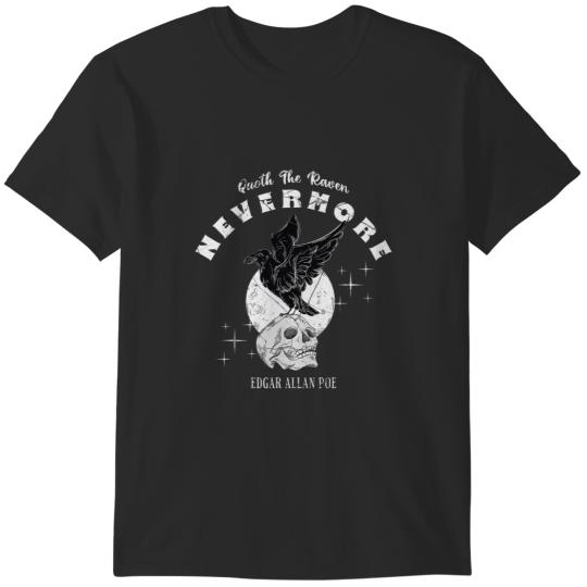 Lacrosse Gift Edgar Allen Poe 2The Raven Nevermore 2Poetry Vintage Skull T-Shirts