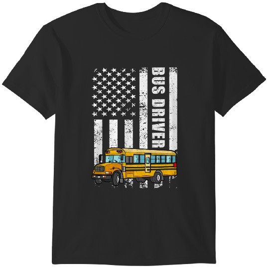 American Flag Funny School Bus Driver T-Shirts