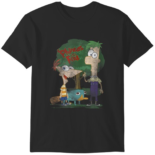 Disneys Phineas And Ferb Hanging Out With Perry Distressed T-Shirts