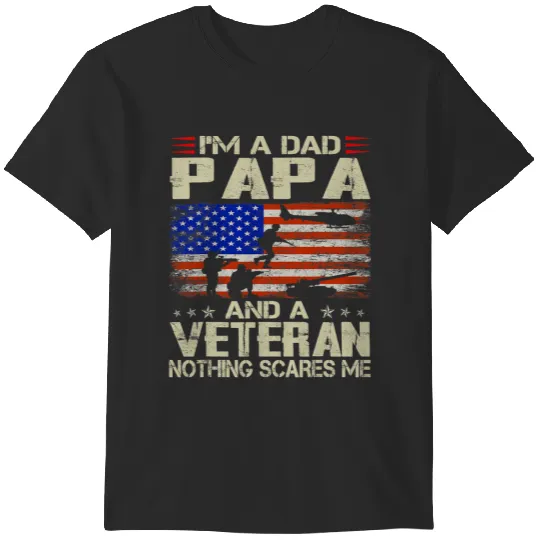 Discover Im A Dad Papa And Veteran Fathers Day Funny Retro T-Shirts