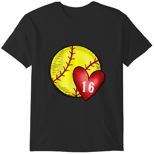 Discover custom softball mom number 16 heart for mom, mommy T-Shirts