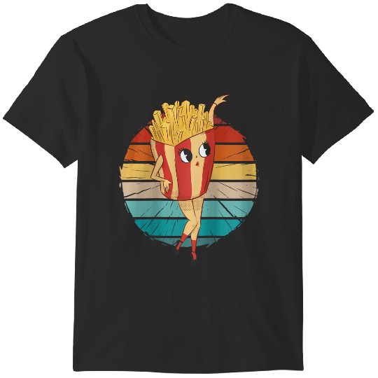 Vintage Retro Box Of Fries Girl Hot French Fries Cartoon T-Shirts