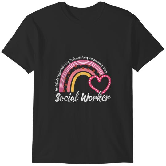 Discover Social Worker Rainbow Funny Social Work Appreciation Graphic T-Shirts