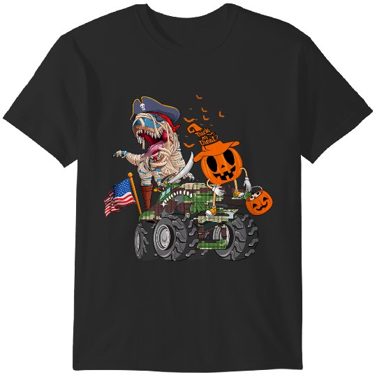 Discover Halloween Pirate Dinosaur Mummy Riding Truck Camoflauge Boys T-Shirts