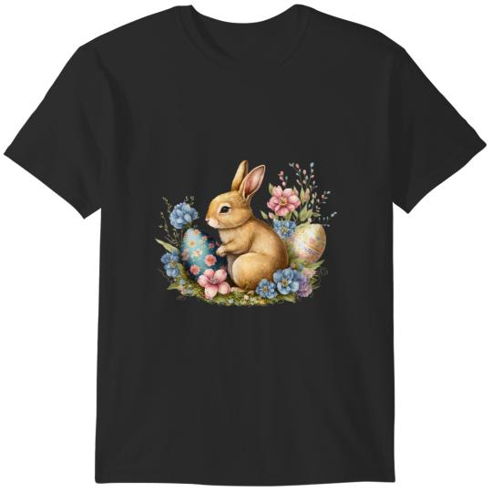 easter bunny cute rabbit flower graphic girls T-Shirts