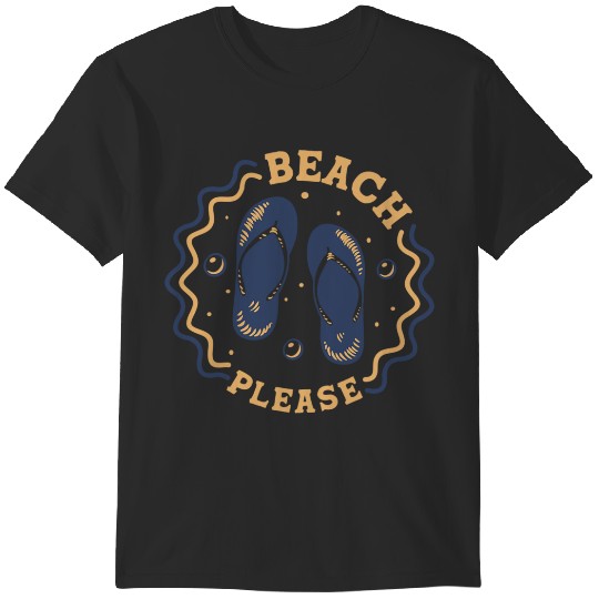 Discover Beach Please  Fun Summer Flip Flop Badge T-Shirts