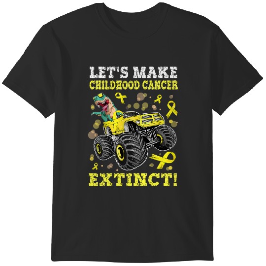 Discover Monster Truck Dinosaur Childhood Cancer Awareness Month 1 T-Shirts