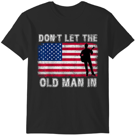 Discover Retro Don't Let The Old Man In Vintage American Flag Guitar T-Shirts