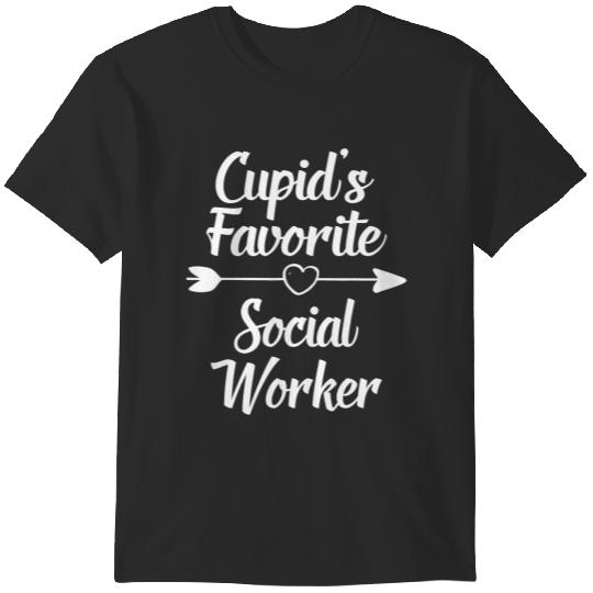 Discover Valentines Day Gift Cupids Favorite Social Worker T-Shirts