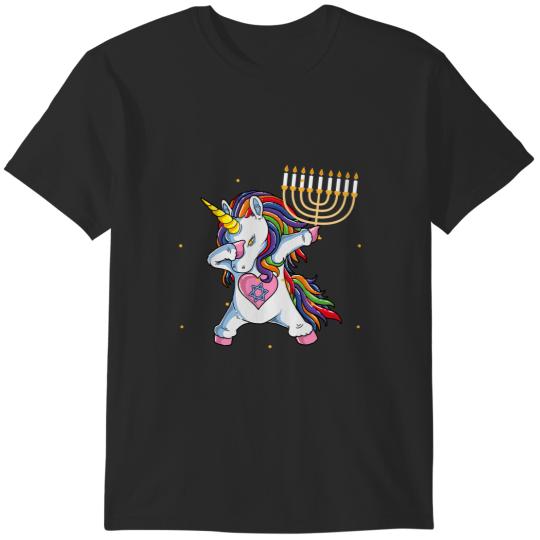 Discover Menorah Unicorn Jewnicorn Hanukkah Pajamas Chanukah T-Shirts