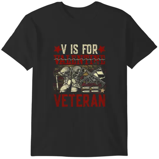 V Is For Valentine Veteran Themed Military Wife Husband T-Shirts
