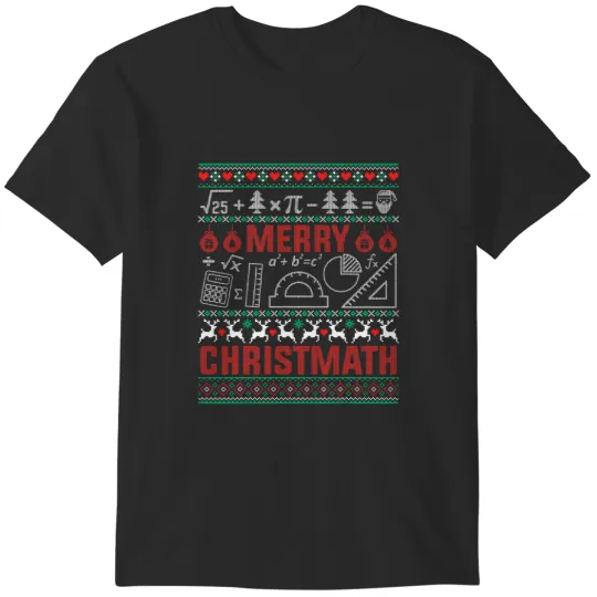 Discover Funny Christmas Math Teacher Ugly Christmas Math Women T-Shirts