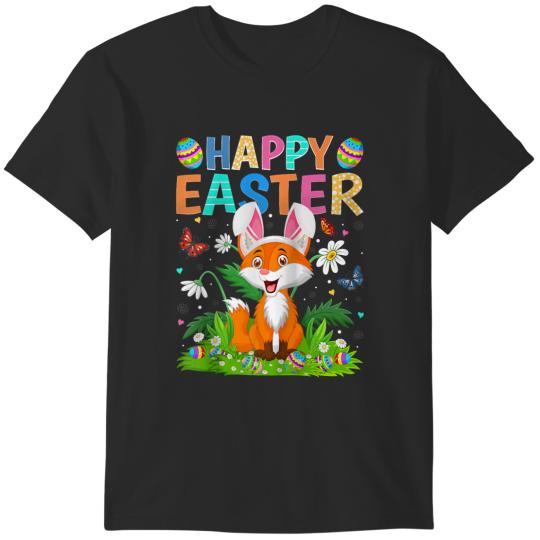 Happy Easter Day Foxes Cute Colorful Fox Funny Women Girls T-Shirts