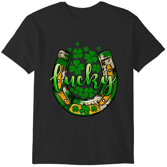 Discover Western Horseshoe Lucky St Patricks Day Green Shamrock T-Shirts