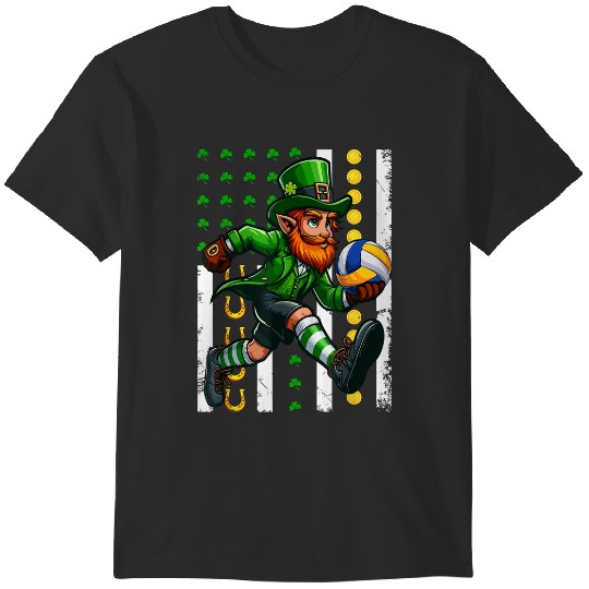 Discover American Flag St Patrick's Day Playing Volleyball Player T-Shirts